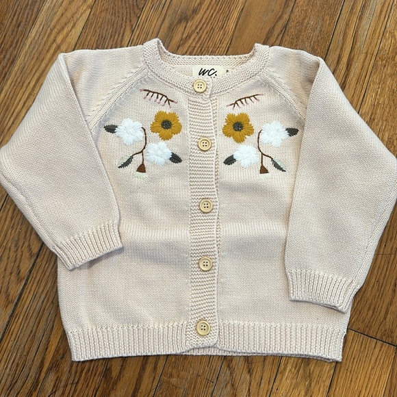 NWOT kids boutique embroidered wild flowers button spring cardigan toddler - Picture 1 of 4